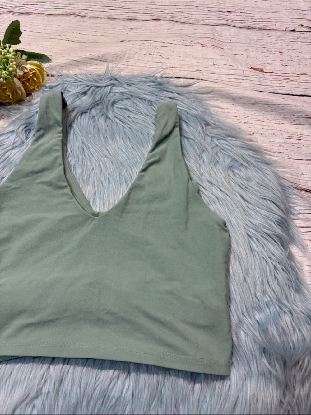 Carbon38 V-Neck Longline Bra in Melt - Granite Green - Picture 7 of 8